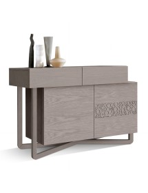 MOBILI 2G - Madia 2 Ante 2 cassetti contemporanea Legno grigio naturale 146X55X99 (2110) vista frontale