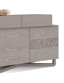 MOBILI 2G - Madia 2 Ante 2 cassetti contemporanea Legno grigio naturale 146X55X99 (2110) vista frontale