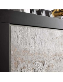 MOBILI 2G - Madia 2 Ante contemporanea Legno massello nero effetto pietra 142X45X85 (307) VISTA FRONTALE