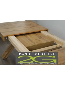 TAVOLO RETTANGOLARE A CROCE ALLUNGABILE IN ROVERE NODATO NOBILITATO L.160 P.90 H.76 (1683)