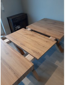 TAVOLO RETTANGOLARE A CROCE ALLUNGABILE IN ROVERE NODATO NOBILITATO L.160 P.90 H.76 (1683)