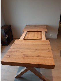 TAVOLO RETTANGOLARE A CROCE ALLUNGABILE IN ROVERE NODATO NOBILITATO L.160 P.90 H.76 (1683)