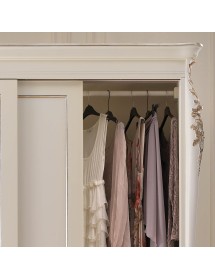 MOBILI 2G - ARMADIO 3 ANTE SCORREVOLI CLASSICO IN LEGNO CON INTAGLIO AVORIO L.300 P.69 H.250 vista frontale