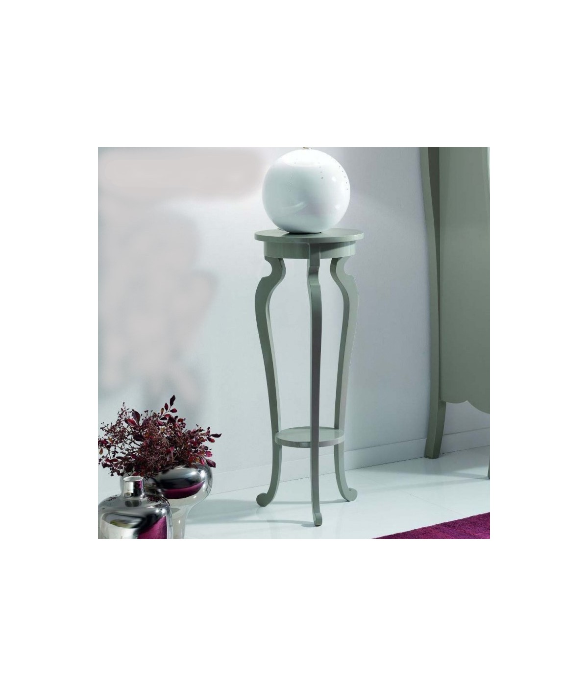 PORTA VASO IN LEGNO LACCATO GRIGIO MISURA DIAMETRO 39 H.95