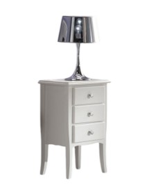 MOBILI 2G - Comodino 3 Cassetti shabby Legno Massiccio bianco 45x34X71 vista frontale