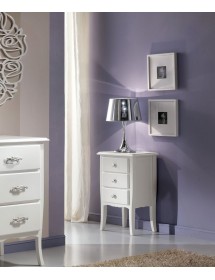 MOBILI 2G - Comodino 3 Cassetti shabby Legno Massiccio bianco 45x34X71 vista frontale