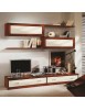 MOBILI 2G - Parete attrezzata in legno shabby chic bianco avorio e noce 209x36/45x220 VISTA FRONTALE