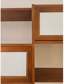 MOBILI 2G - Parete attrezzata in legno shabby chic bianco avorio e noce 209x36/45x220 VISTA FRONTALE