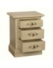 MOBILI 2G - Comodino 3 cassetti legno shabby avorio anticato decori 50x38x65 VISTA FRONTALE