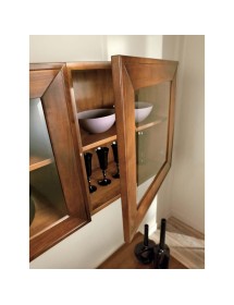 MOBILI 2G - Parete attrezzata in legno massello noce bassano 315x55x195 vista frontale