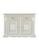 MOBILI 2G - Credenza legno 2 porte 2 cassetti legno shabby tortora profilo bianco 170X55X123 (1233) VISTA FRONTALE