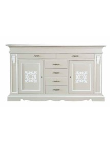 MOBILI 2G - Credenza legno 2 porte 6 cassetti legno shabby tortora profilo bianco 213X55X123 (1234) vista frontale
