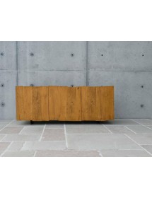 MOBILI 2G - MADIA CREDENZA 3 ANTE BATTENTI IN ROVERE NODATO PIEDINI IN FERRO L.198 P.50 H.81 (1627) vista frontale