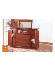 MOBILI 2G - Cassettiera arte povera 13 cassetti con ribalta legno tinta noce 144x54x95 (74) VISTA FRONTALE