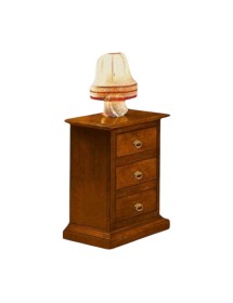 MOBILI 2G - Comodino arte povera 3 cassetti legno tinta noce 55x37x66 (75) VISTA FRONTALE