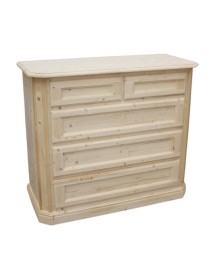 MOBILI 2G - COMO' LEGNO DI ABETE 5 CASSETTI GREZZO  L.116 P.51 H.101 (308) vista frontale