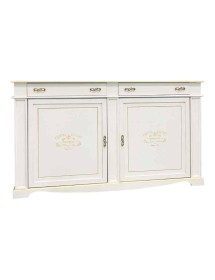 MOBILI 2G - Credenza legno 2 porte 2 cassetti legno shabby scritte vari colori 200X50X115 (1239) vista frontale