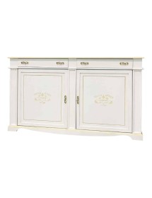 MOBILI 2G - Credenza legno 2 porte 2 cassetti legno shabby scritte vari colori 200X50X115 (1239) vista frontale