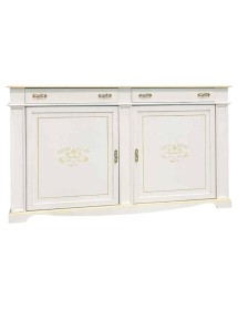 MOBILI 2G - Credenza legno 2 porte 2 cassetti legno shabby scritte vari colori 200X50X115 (1239) vista frontale
