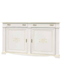 MOBILI 2G - Credenza legno 2 porte 2 cassetti legno shabby scritte vari colori 200X50X115 (1239) vista frontale