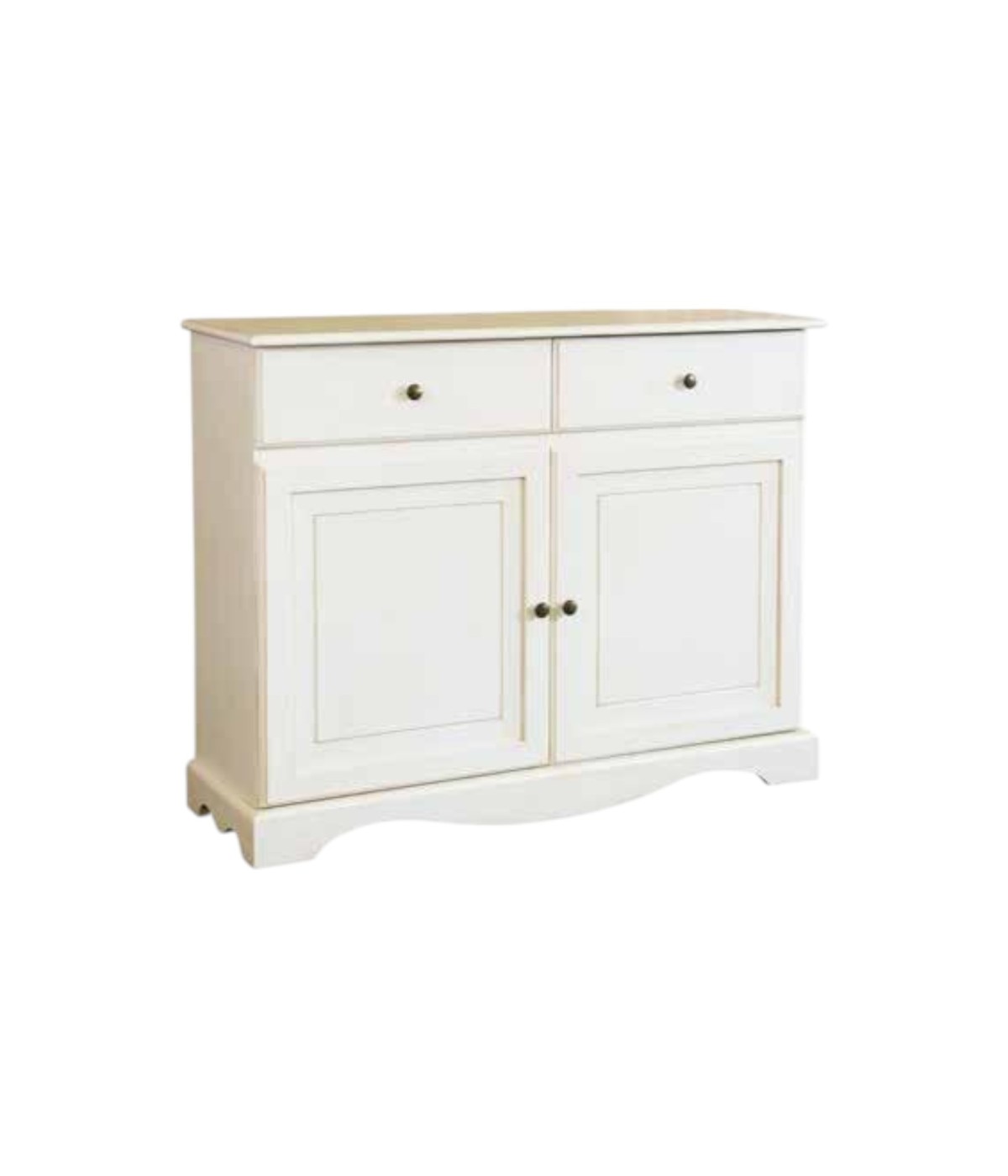 MOBILI 2G - Credenza legno 2 porte 2 cassetti legno shabby vari colori 120X39X100 (1240) vista frontale