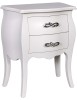 MOBILI 2G - Comodino 2 cassetti bombato legno shabby bianco 50x30x60 vista frontale