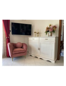 MOBILI 2G - Credenza legno 2 porte 2 cassetti legno shabby vari colori 150X48X110 (1241) vista frontale