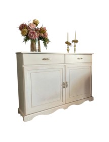 MOBILI 2G - Credenza legno 2 porte 2 cassetti legno shabby vari colori 150X48X110 (1241) vista frontale