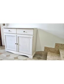 MOBILI 2G - Credenza legno 2 porte 2 cassetti legno shabby vari colori 120X39X100 (1240) vista frontale