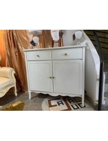 MOBILI 2G - Credenza legno 2 porte 2 cassetti legno shabby vari colori 110X35X101 (1245) vista frontale