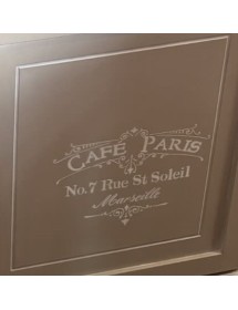 MOBILI 2G - Armadio legno 2 porte 3 cassetti legno shabby tortora bianco scritte 110X55X190 (1236) VISTA FRONTALE