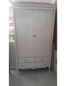 MOBILI 2G - Armadio legno 2 porte 3 cassetti legno shabby vari colori 110X55X190 (1237) vista frontale