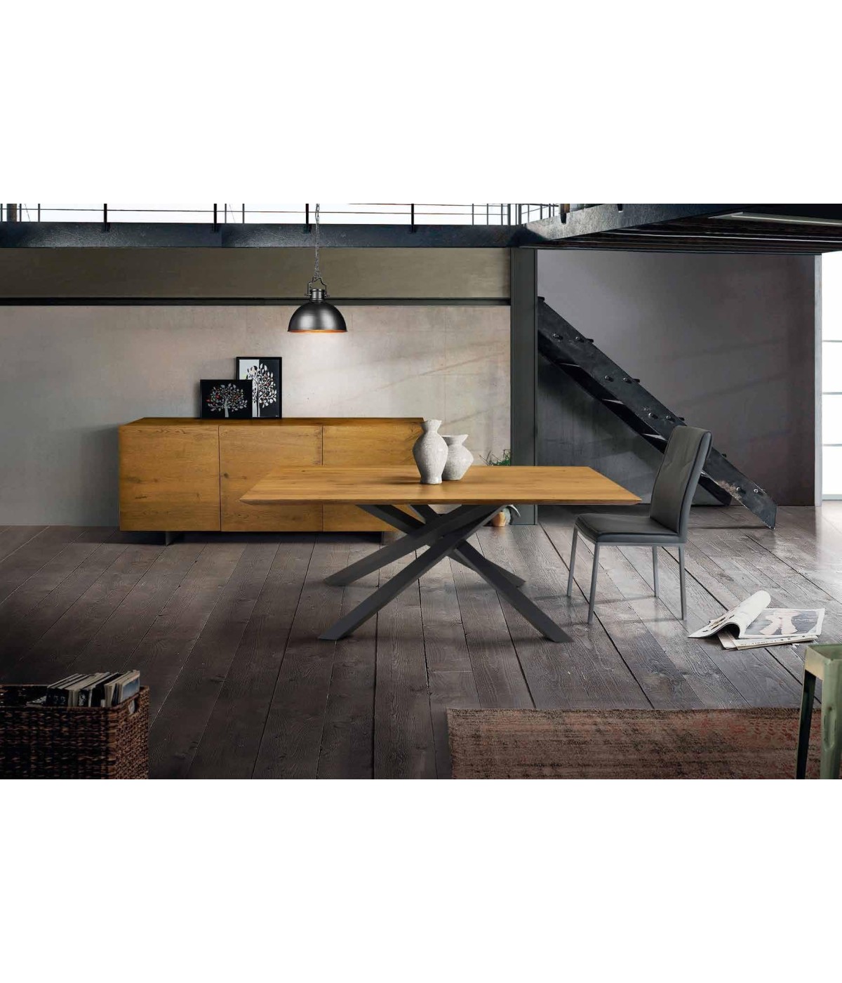MOBILI 2G - TAVOLO BIG TABLE FISSO IN ROVERE MASSELLO NODATO SPESSORE 4 CM. MISURA L.160 P.90 H.75