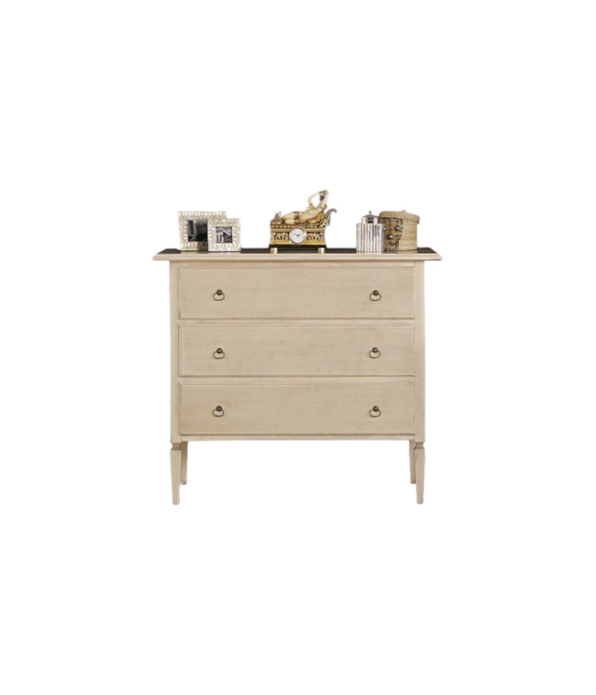 MOBILI 2G - Cassettiera arte povera 3 cassetti legno vari colori 110x50x95 (123) vista frontale