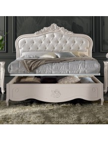 MOBILI 2G - Letto matrimoniale contenitore imbottito Legno Bianco 182x212x156 (2135) vista frontale