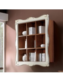 MOBILI 2G - libreria pensile 9 vani a giorno legno shabby bicolore 151x36x151 (6001) vista frontale