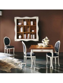 MOBILI 2G - libreria pensile 9 vani a giorno legno shabby bicolore 151x36x151 (6001) vista frontale