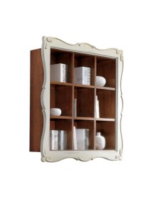 MOBILI 2G - libreria pensile 9 vani a giorno legno shabby bicolore 151x36x151 (6001) vista frontale