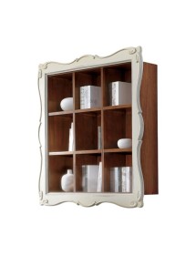 MOBILI 2G - libreria pensile 9 vani a giorno legno shabby bicolore 151x36x151 (6001) vista frontale
