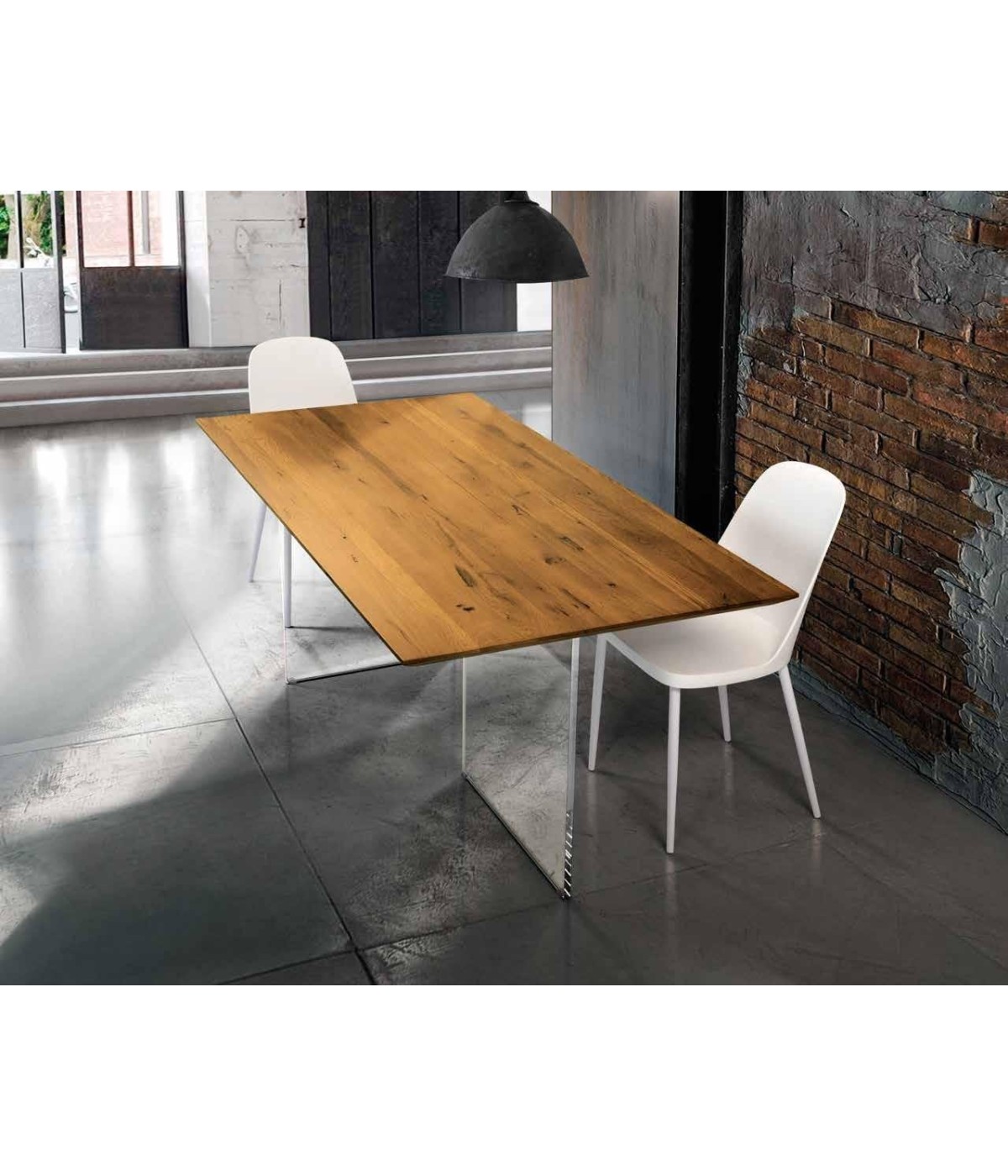 MOBILI 2G - TAVOLO FISSO IN ROVERE MASSELLO NODATO SPESSORE 4 CM. MISURA L.180 P.90 H.75