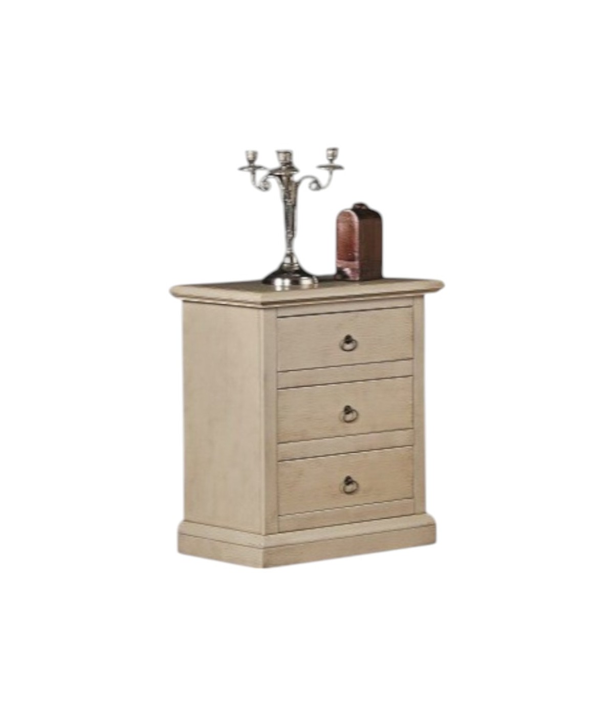 MOBILI 2G - Comodino arte povera 3 cassetti legno vari colori 55x37x66 (126) vista frontale