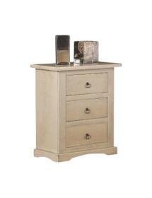 Comodino arte povera 3 cassetti legno avorio anticato 60x35x70