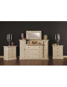 MOBILI 2G - Cassettiera arte povera 13 cassetti con ribalta legno vari colori 144x54x95 (125) vista frontale