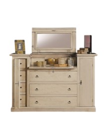 MOBILI 2G - Cassettiera arte povera 13 cassetti con ribalta legno vari colori 144x54x95 (125) vista frontale