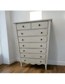 MOBILI 2G - Cassettiera 8 cassetti in legno shabby vari colori 80x40X122 (1246) vista frontale