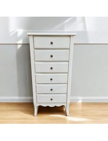 MOBILI 2G - Cassettiera 6 cassetti in legno shabby vari colori 54x35X107 (1248) vista frontale