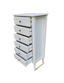 MOBILI 2G - Cassettiera 6 cassetti in legno shabby vari colori 54x35X107 (1248) vista frontale