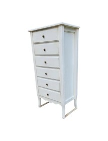 MOBILI 2G - Cassettiera 6 cassetti in legno shabby vari colori 54x35X107 (1248) vista frontale