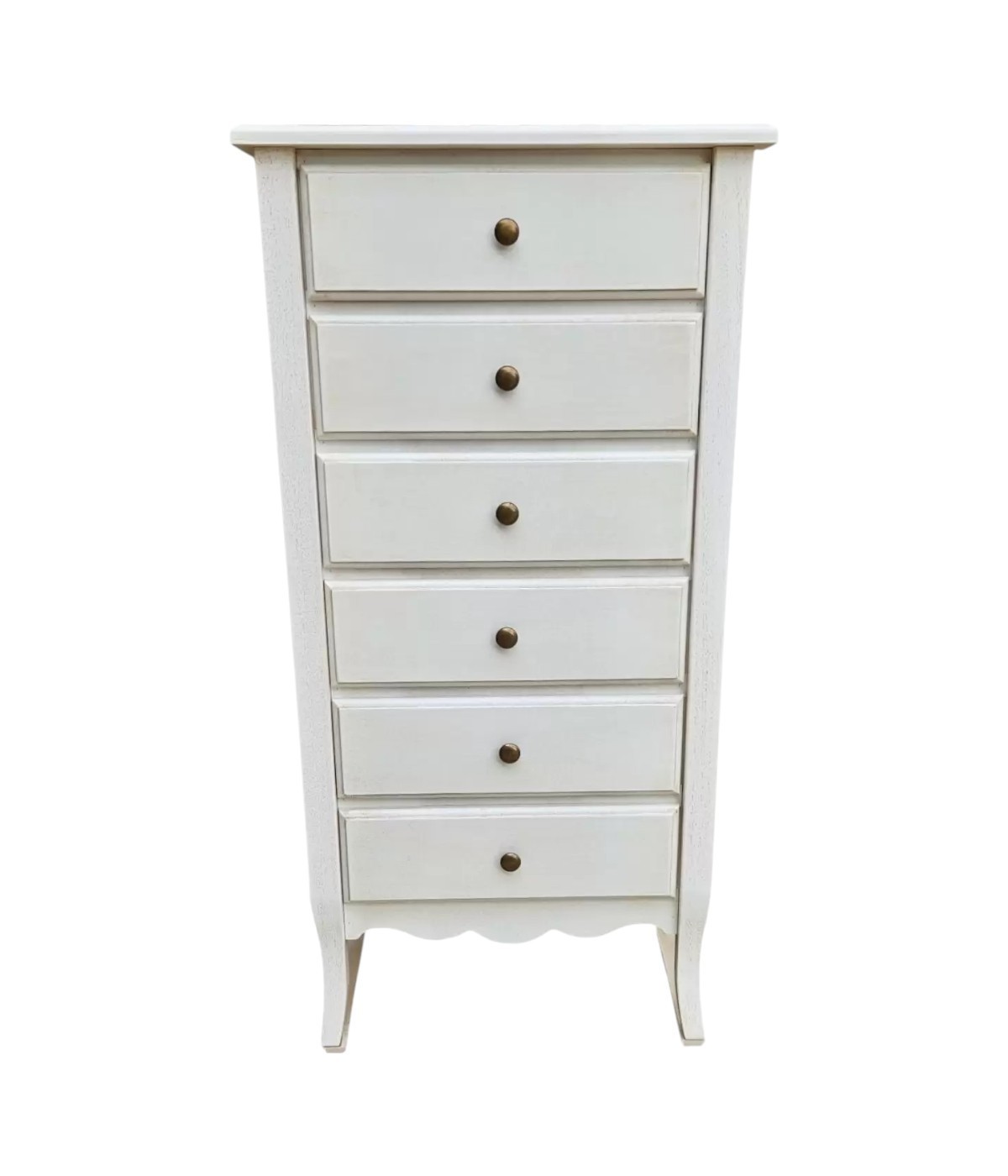 MOBILI 2G - Cassettiera 6 cassetti in legno shabby vari colori 54x35X107 (1248) vista frontale