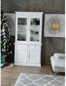 CRISTALLIERA 2 PORTE ARTE POVERA LEGNO SHABBY BIANCO 105X42X205 (1383)